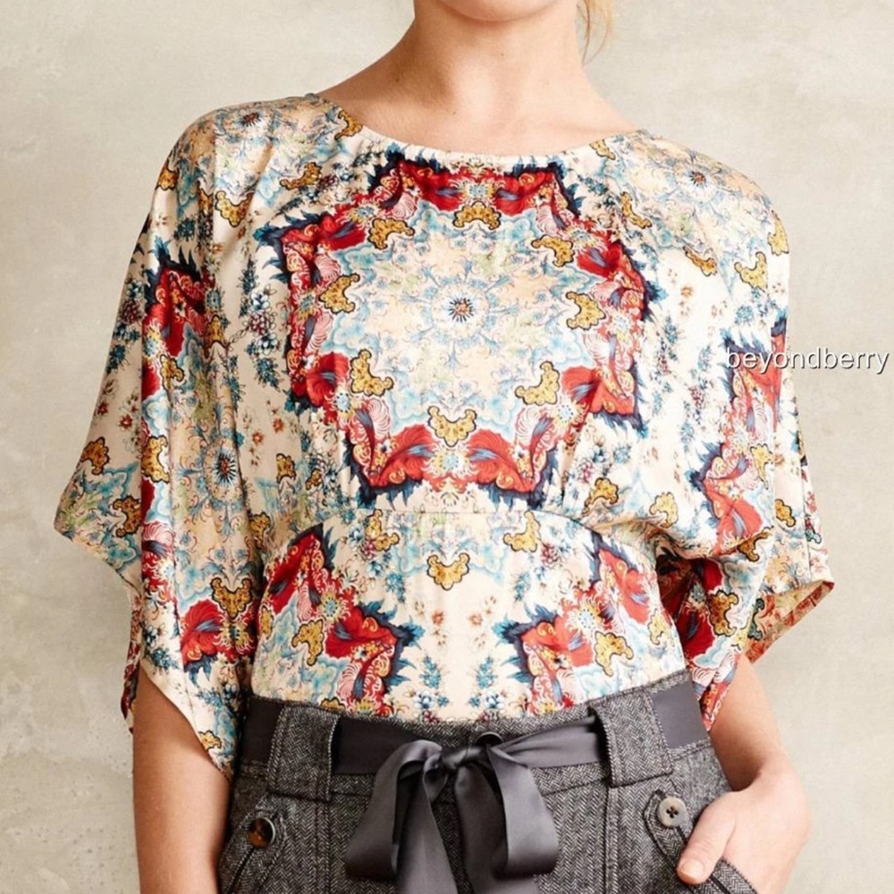 Anthropologie KAS New York Winterstar Blouse Size 14